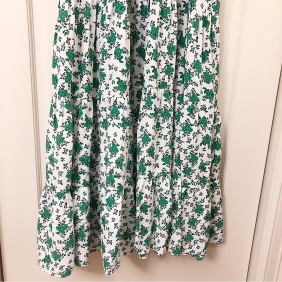 Zara | Cottagecore Green White Floral Tiered Maxi Dress XS - Picture 8 of 16